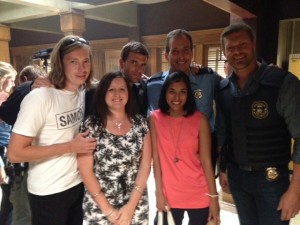 With the cast and friends on Haven PD set